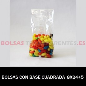 BOLSAS POLIPROPILENO CON BASE CUADRADA 8X24+5