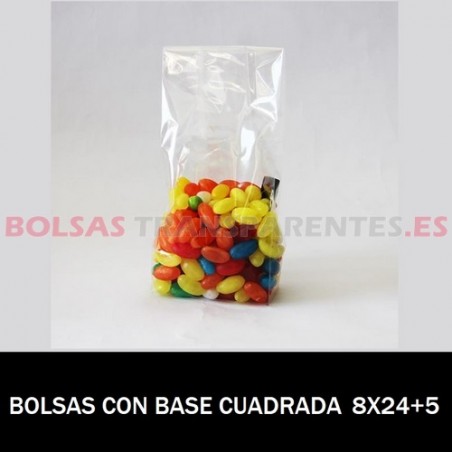 BOLSAS POLIPROPILENO CON BASE CUADRADA 8X24+5