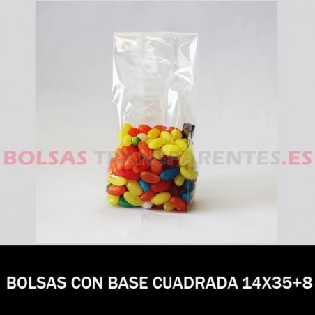 BOLSAS POLIPROPILENO CON BASE CUADRADA 14X35+8