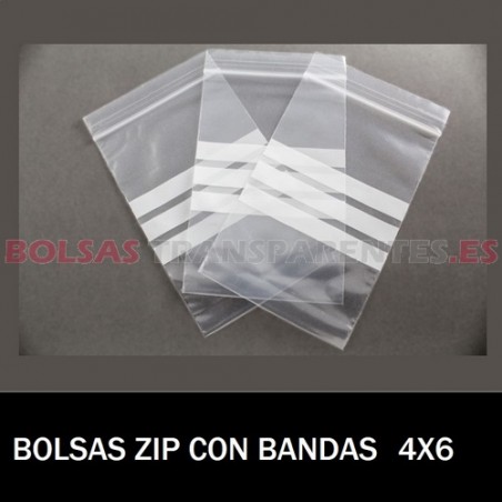 BOLSA POLIETILENO CON AUTOCIERRE Y BANDAS 4X6