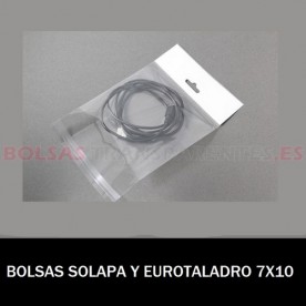 BOLSA POLIPROPILENO CON SOLAPA ADHESIVA REFUERZO Y EUROTALADRO 7X10