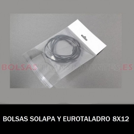 BOLSA POLIPROPILENO CON SOLAPA ADHESIVA REFUERZO Y EUROTALADRO 8X12