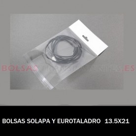 BOLSA POLIPROPILENO CON SOLAPA ADHESIVA REFUERZO Y EUROTALADRO 13.5X21